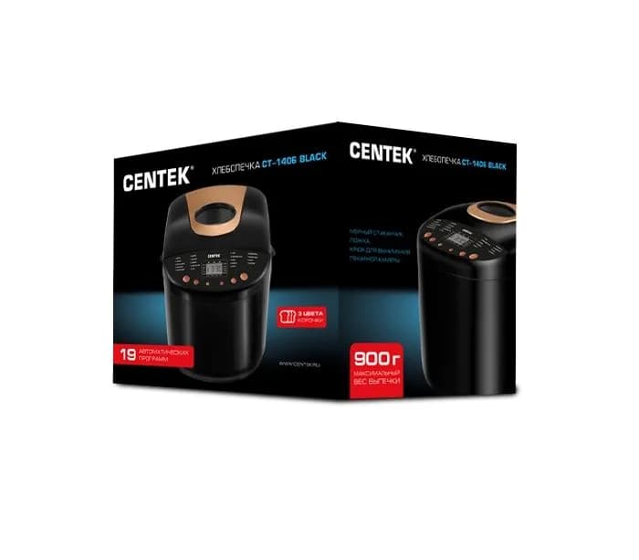 Хлебопечка Centek CT-1406 Black <900г> 650Вт, 19 программ (йогурт, джем, кекс), LCD, отсрочка — фото 2