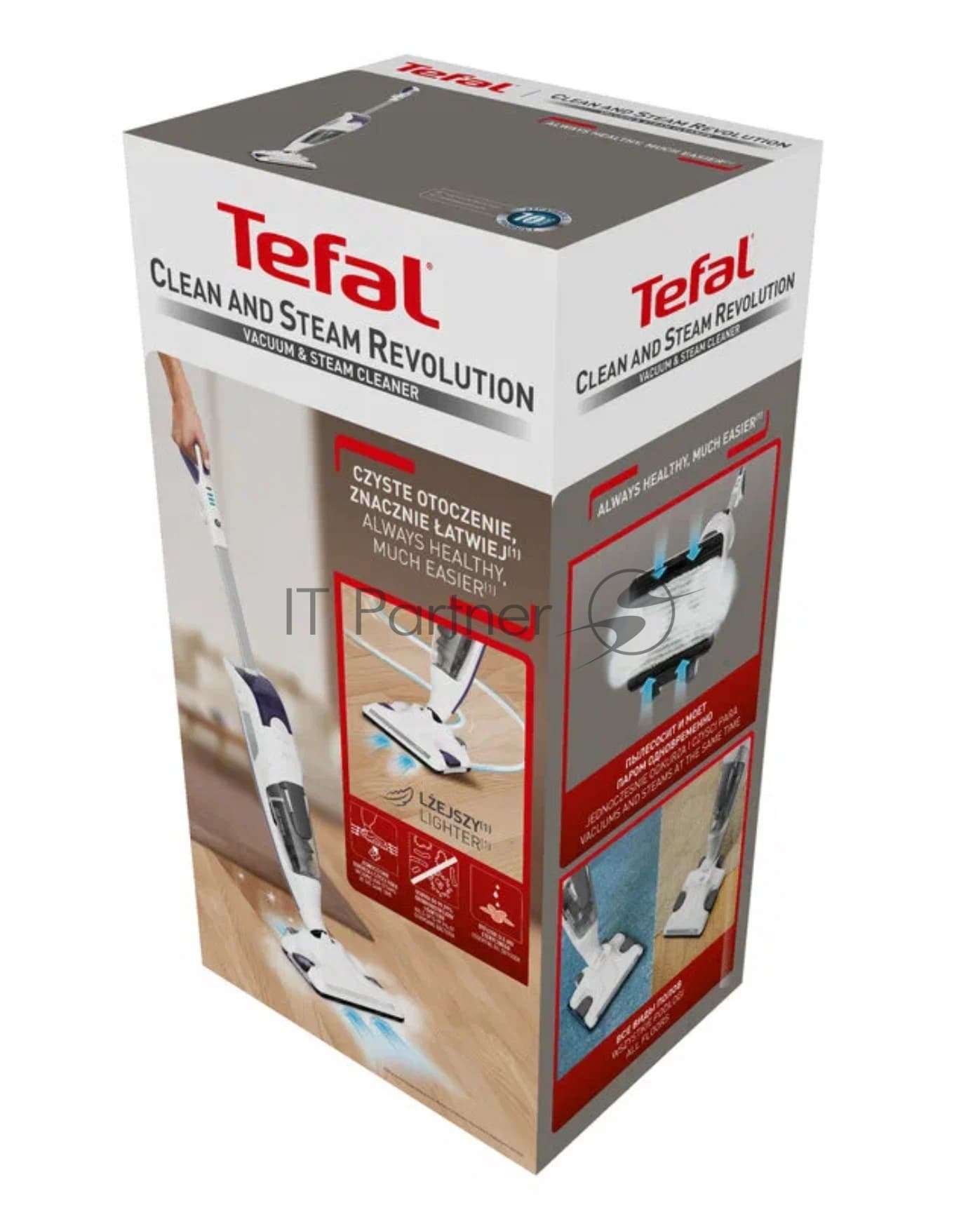TEFAL Tefal Пылесос вертикальный Tefal Clean&Steam VP7751WH белый, питание от сети