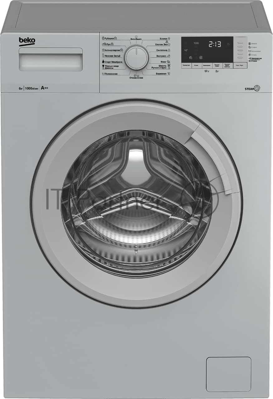 Beko Стиральная машина Beko WSRE6512ZSS серебристый, загрузка фронтальная 6 кг, 1000 об/мин