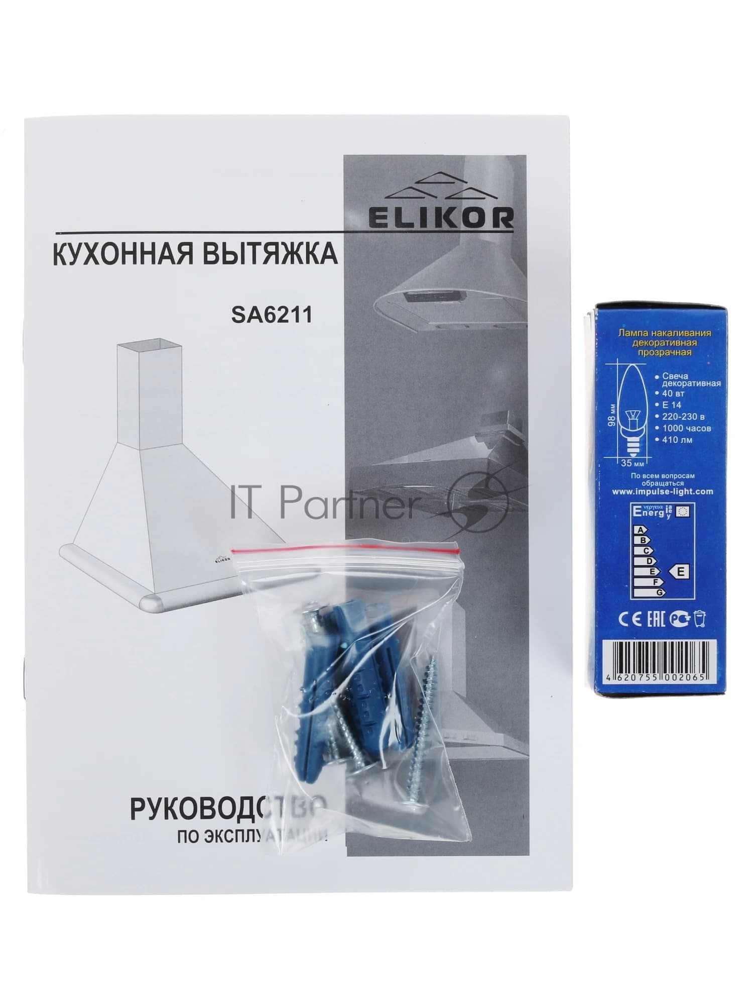 ELIKOR Elikor Вытяжка каминная Elikor SA6211WS белый/серебро, 60 см