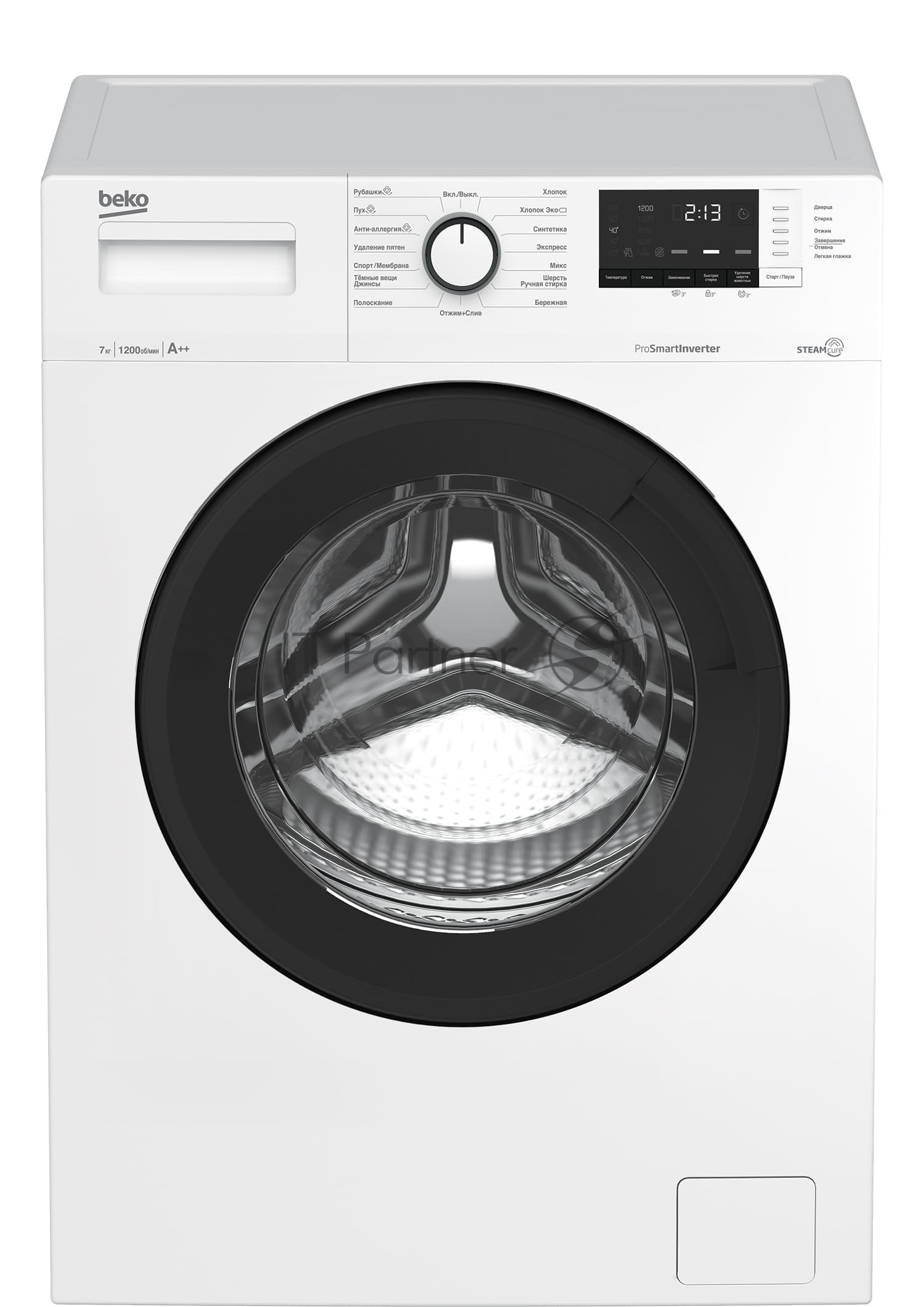Beko Стиральная машина Beko WSRE7612XAWI белый загрузка фронтальная 7 кг, 1200 об/мин