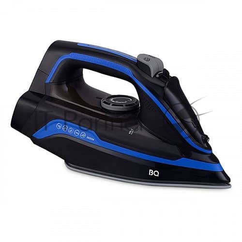 BQ Утюг беспроводной BQ SIC1002 черный/синий, 2600 Вт, 35 г/мин, 140 г/мин, 320 мл