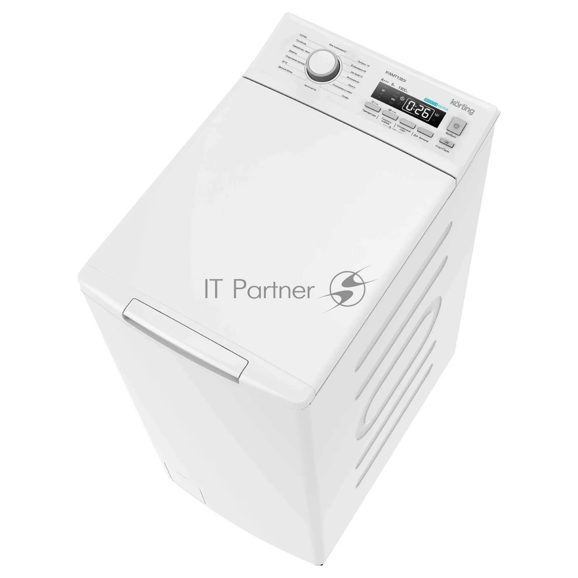 Korting Стиральная машина Korting KWMT 1385 I белый, загрузка вертикальная 8 кг, 1300 об/мин