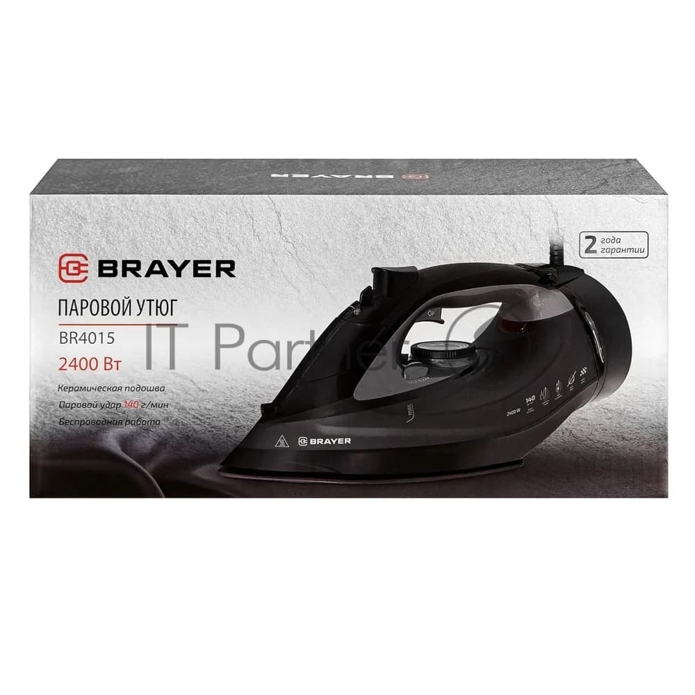 BRAYER Утюг BRAYER BR4015 черный, 2400 Вт, 25 г/мин, 140 г/мин, 300 мл