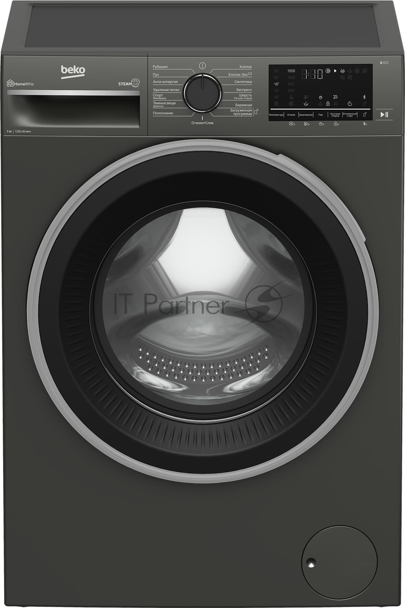 Beko Стиральная машина Beko B3WFR572AB темно-серый, загрузка фронтальная 7 кг, 1200 об/мин