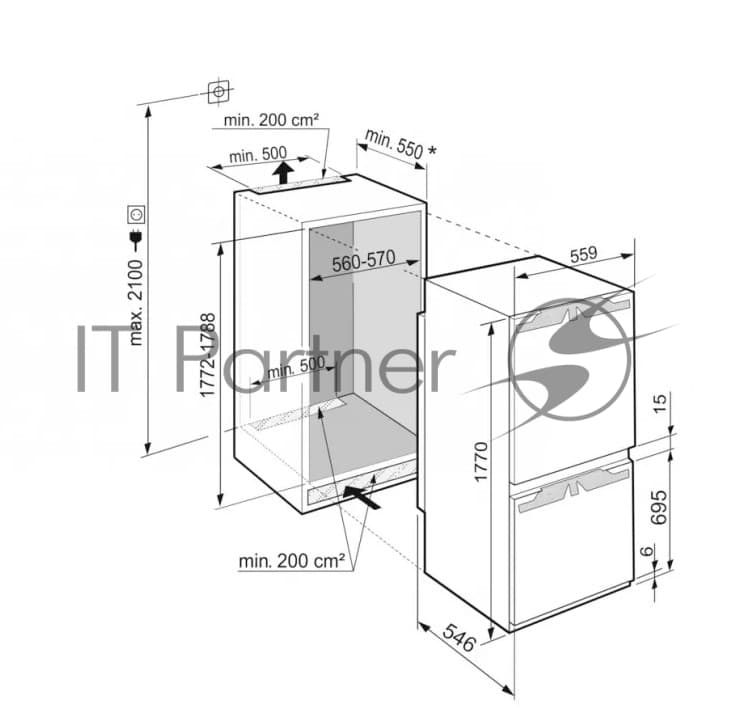 Liebherr Холодильник Liebherr ICNE 5103-22 001 белый двухкамерный 190/83л морозилка снизу, No Frost