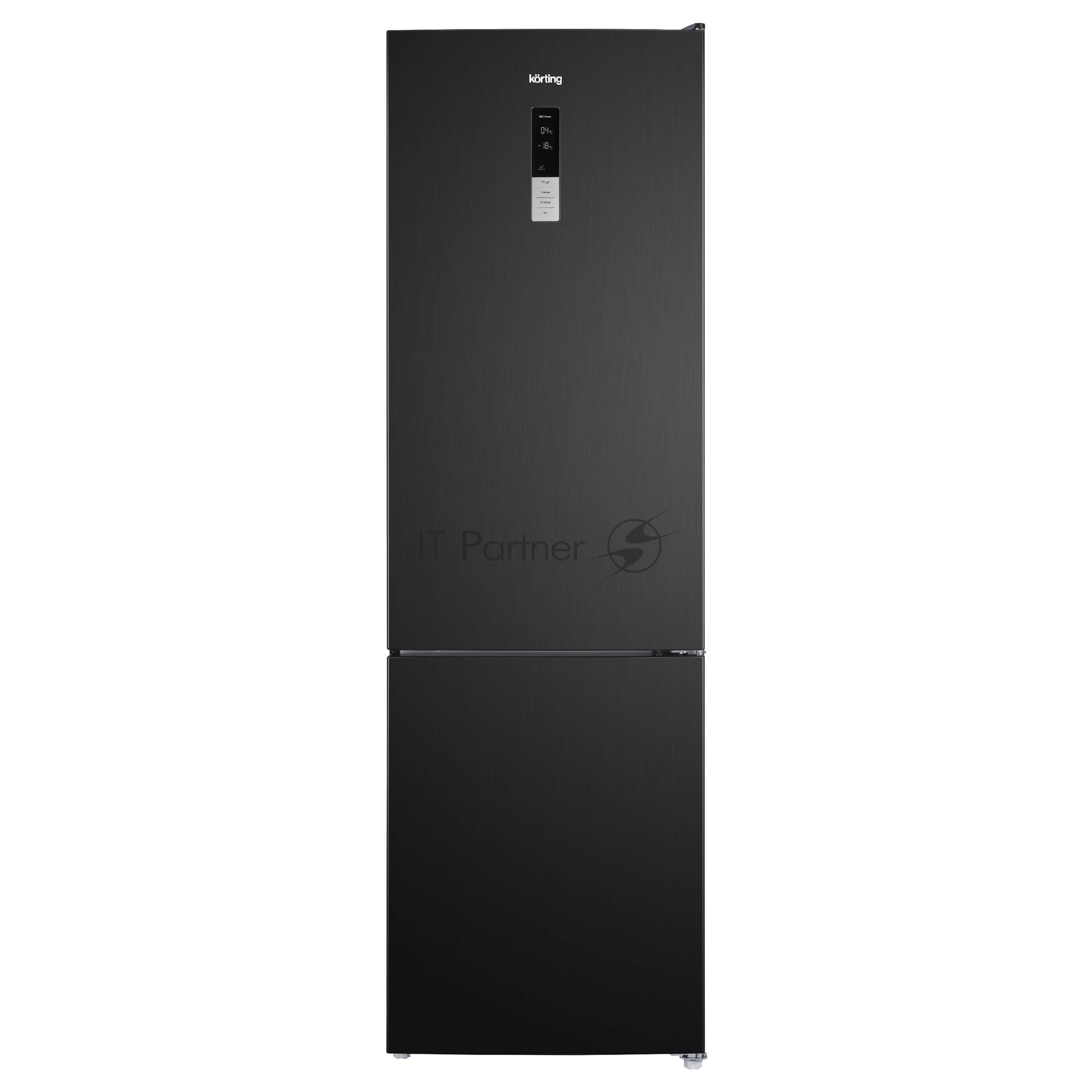 Korting Холодильник Korting KNFC 62370 XN черная нержавеющая сталь двухкамерный 257/94л морозилка снизу, No Frost