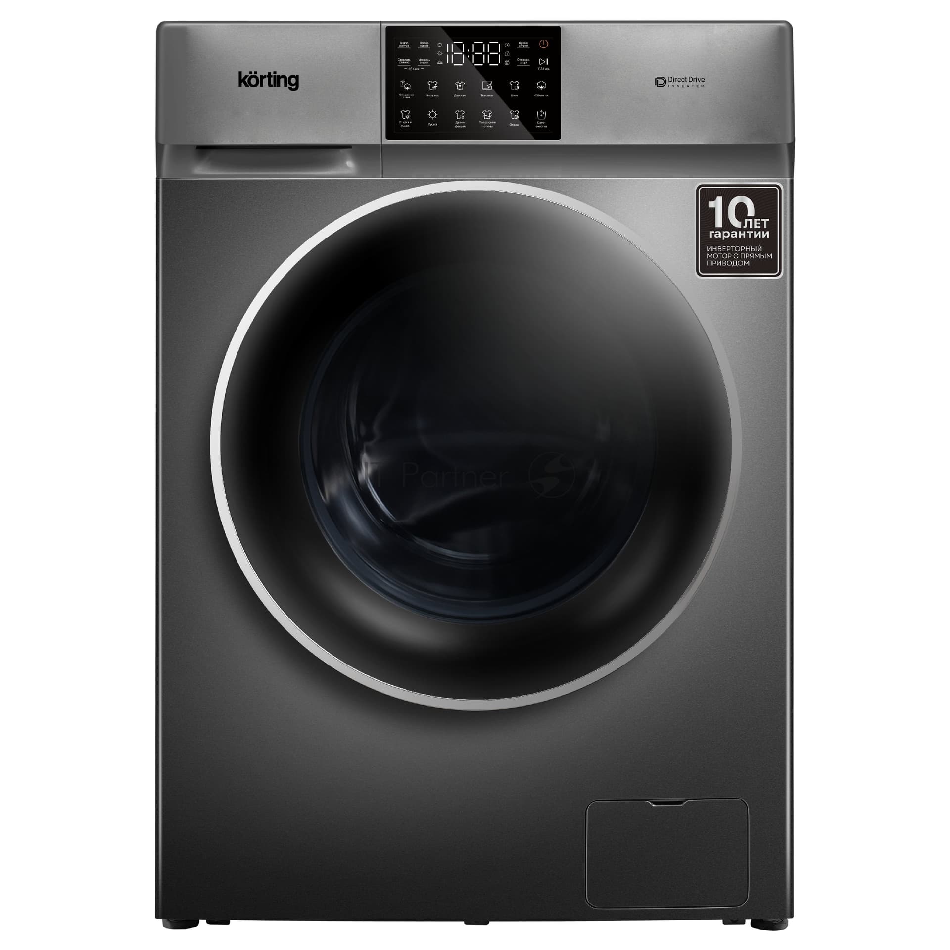 Korting Стиральная машина KORTING KWD 60DV107 Gr серый, загрузка фронтальная 10 кг, 1200 об/мин, класс B