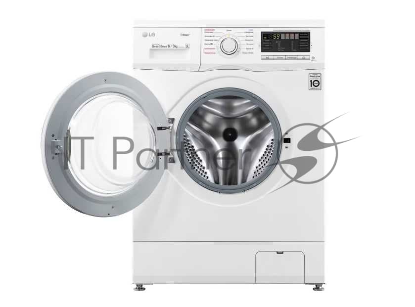 LG Стиральная машина LG F1296CDS0X белый, загрузка фронтальная 6 кг, 1200 об/мин, класс B