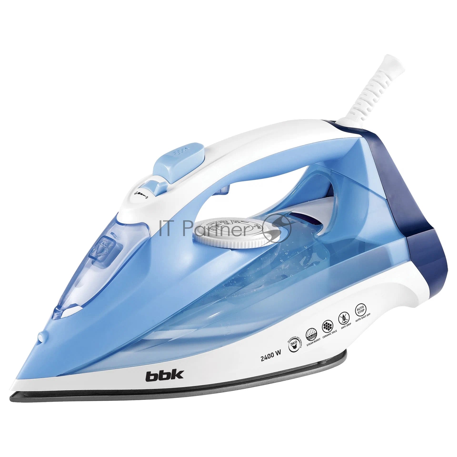 BBK Утюг BBK ISE-2411 голубой, 2400 Вт, 40 г/мин, 140 г/мин, 300 мл