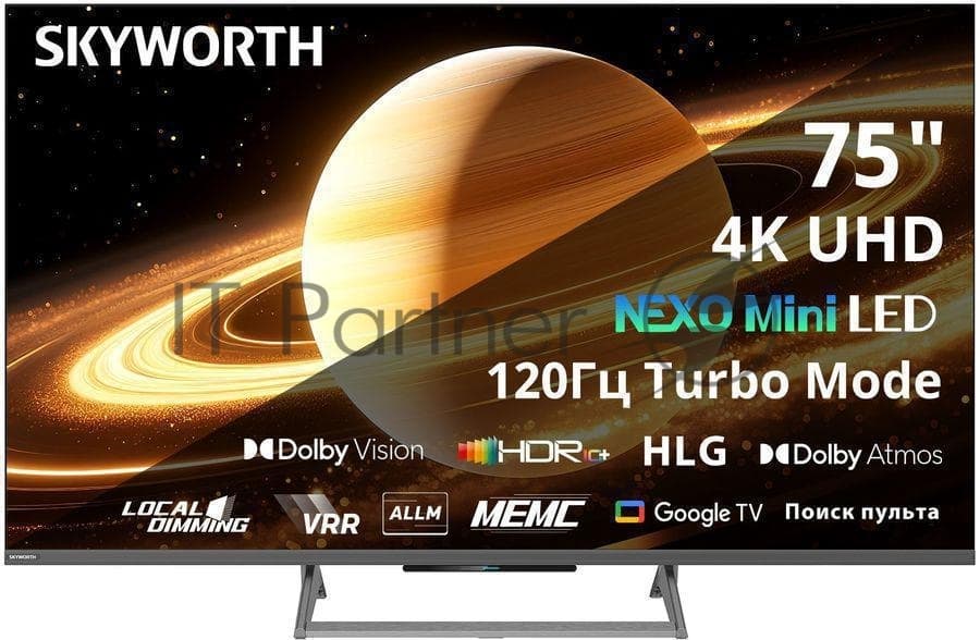 Skyworth Телевизор Skyworth 75" 75X67H черный/серый MiniLED UHD 120Hz Smart TV Google TV 2GB/32GB