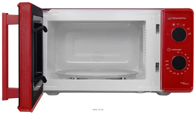 Микроволновая печь WILLMARK WMO-203GMR (20л,700Вт, механич.ПУ, ручка д/л откр.дв,6 ур.мощн.,красная) — фото 5