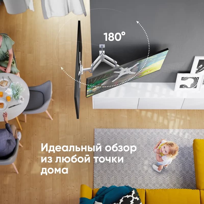 Кронштейн настенный наклонно-поворотный ONKRON M4 белый — фото 5