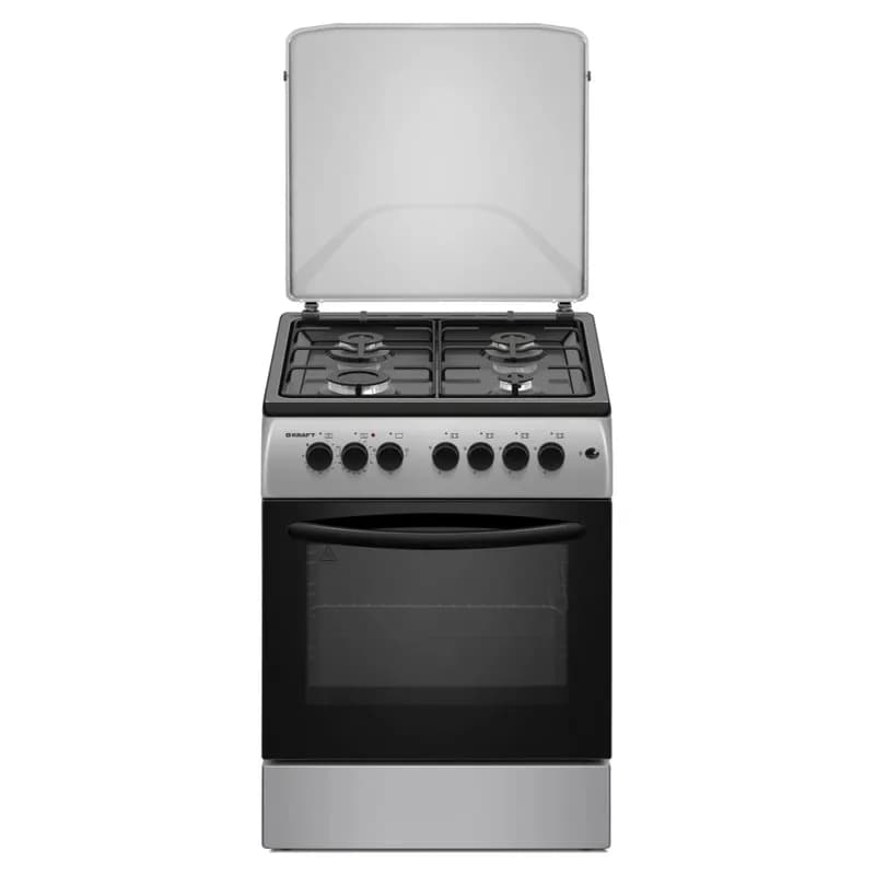 Комбинированная плита KRAFT KF-FSK6403AES, металлическая крышка, Серый