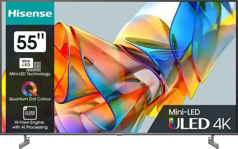 Телевизор 55" Hisense 55U6KQ, MiniLED, 4K Ultra HD, темно-серый, СМАРТ ТВ, VIDAA