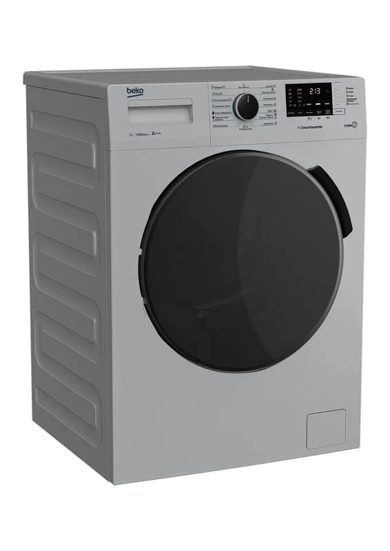 Стиральная машина BEKO RSPE 78612 S серебристая,7кг,1200об,черный люк,с дисплеем, с паром — фото 2