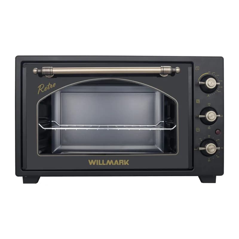 Мини-печь WILLMARK WO-453BLR (45л,эмал.внутр.поверх,лампа,таймер,ТЭНы М-формы,ретро-черн.,2000Вт)