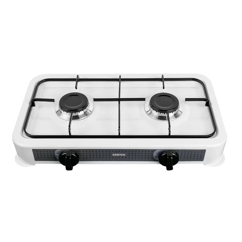 Плита газовая Centek CT-1524 (белый), 2 конфорки, сменная форсунка баллон/магистраль