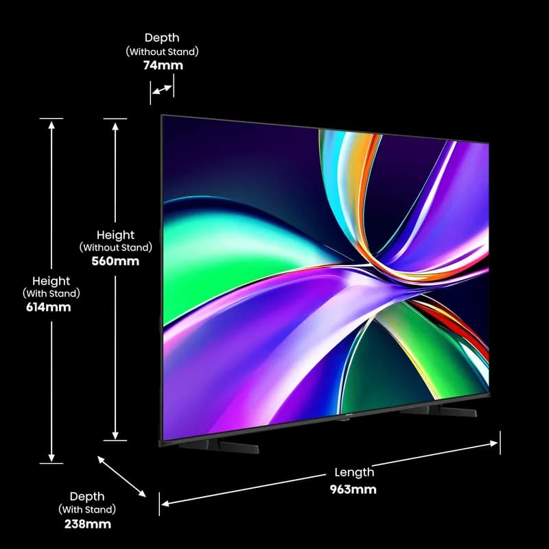 Телевизор 43" HISENSE 43 E7 Q Qled,Smart,UHD,4K,безрамочный — фото 2