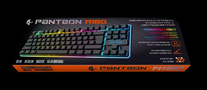 Клавиатура Jet.A PANTEON M180, мембранная с LED-подсветкой RAINBOW, черная, USB — фото 5