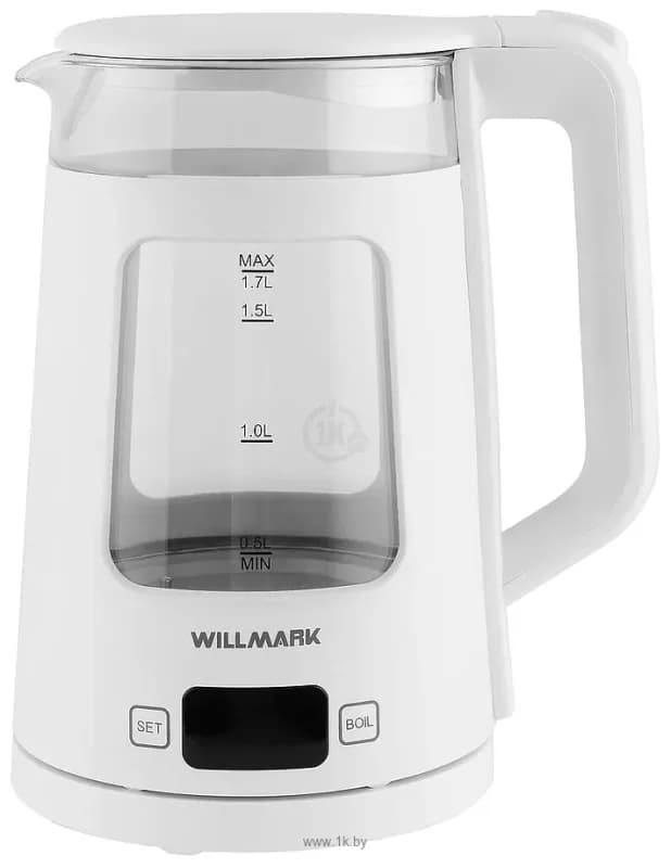 Чайник эл. WILLMARK WEK-1720DW (1.7л, 5 тем.реж, LCD дисп., сенсор. упр., поддерж.темп., 2200Вт)