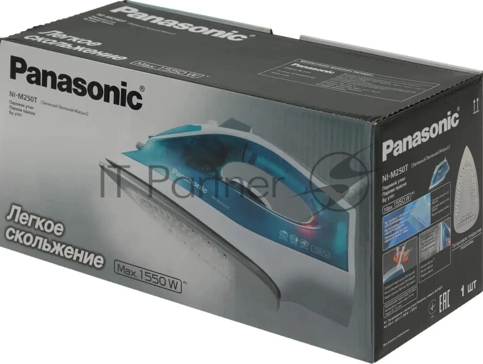 Panasonic Утюг Panasonic NIM250TGTW голубой/белый, 1550 Вт, 15 г/мин, 75 г/мин, 210 мл