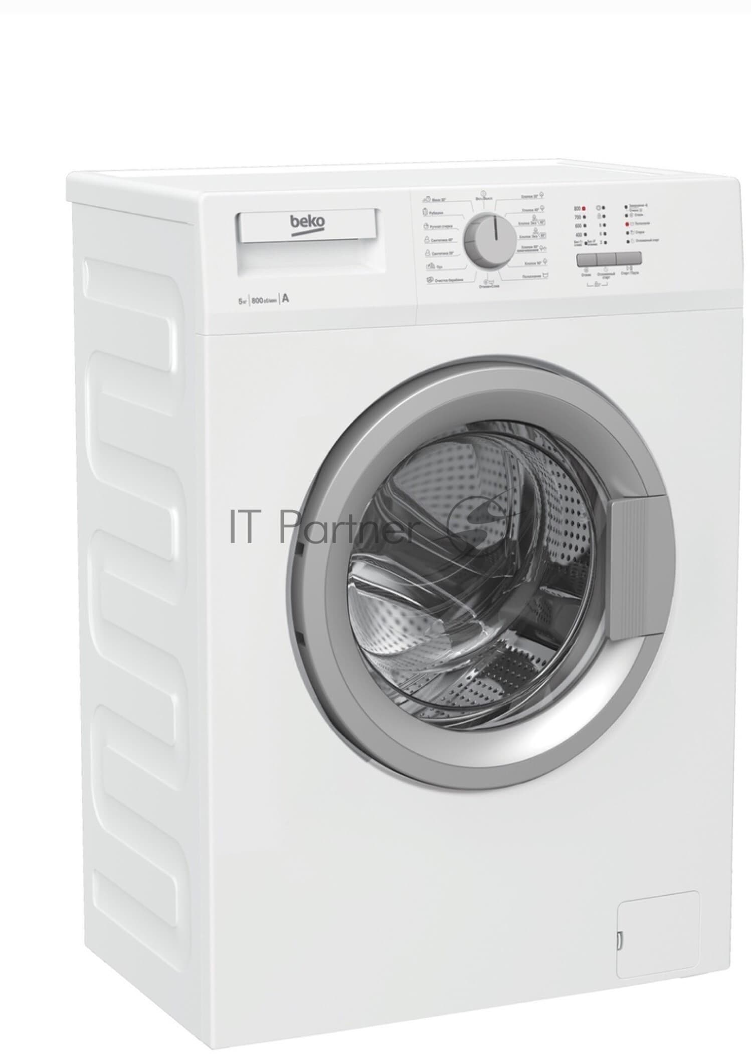 Beko Стиральная машина Beko WRS 54P1 BSW белый, загрузка фронтальная 5 кг, 800 об/мин