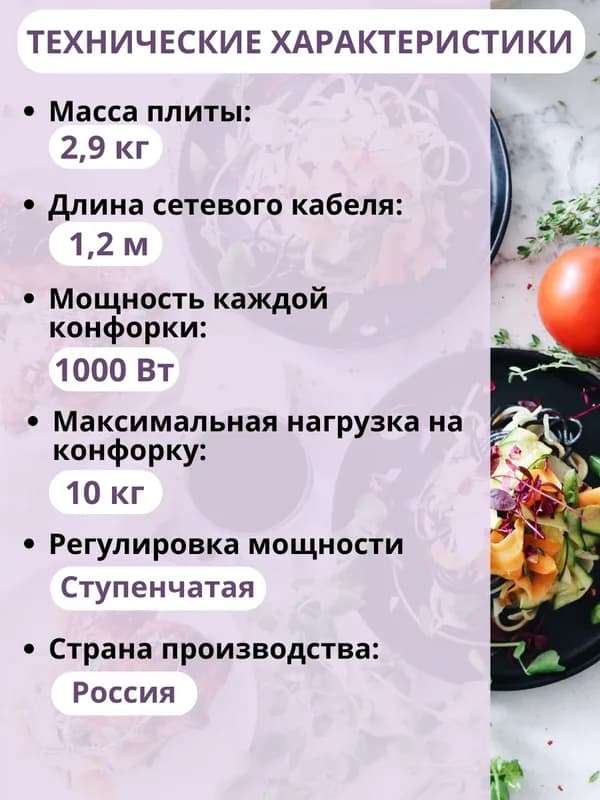 Плита электрическая МЕЧТА 212Т (2 конфорки тэн) (Белый) — фото 3