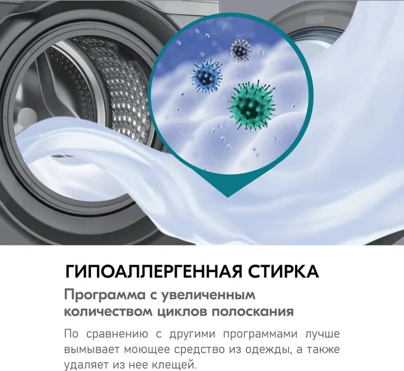 Стиральная машина Centek CT-1971 (серый) 1200 / 6кг / 42см / 10пр / LED-Дисп/Очистка барабана / A++ — фото 5