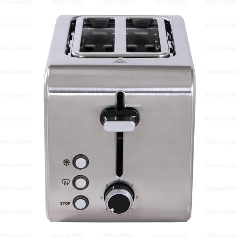 Тостер WILLMARK WTS-9817S (850 Вт.,7 степ.обжар.,2 отд,поддон для крошек, разморозка, центр. тостов) (Нержавеющая сталь) — фото 2