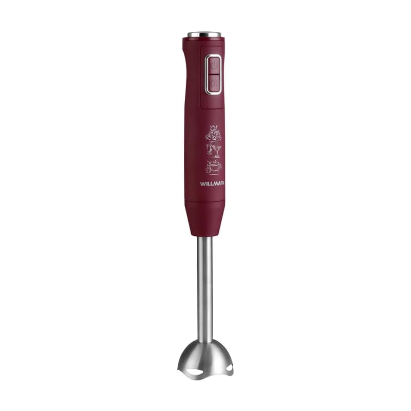 Блендер погружной WILLMARK WHB-1450PS (500Вт,турбо режим,Soft t, венчик, колка льда, измельч,бордов) — фото 2