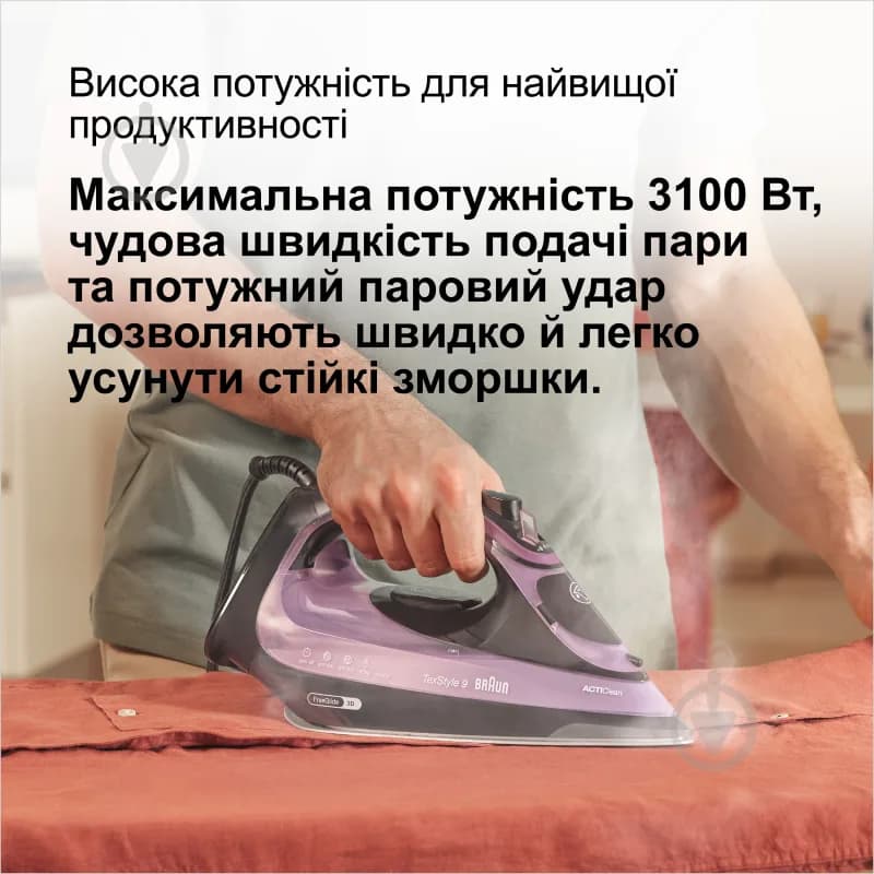 Паровой утюг Braun TexStyle 9 SI9661VI фиолетовый — фото 5