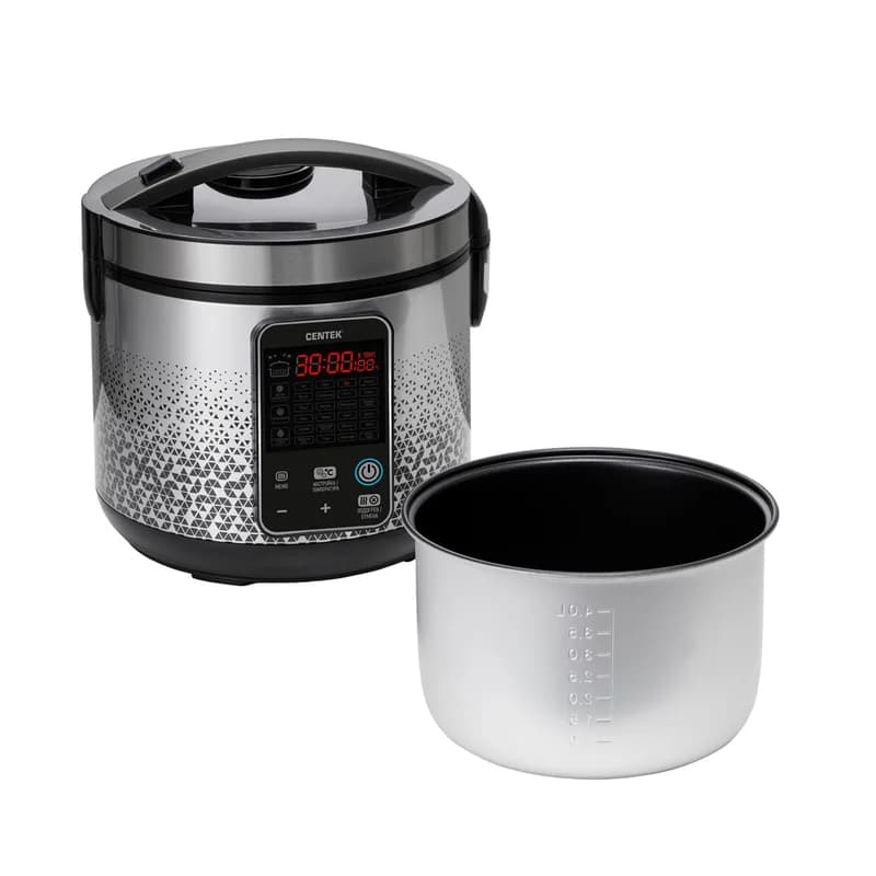 Мультиварка Centek CT-1499 (чёрный/сталь)  900Вт, 5.0л, 25 программ, мультиповар, антиприг. покрытие — фото 3