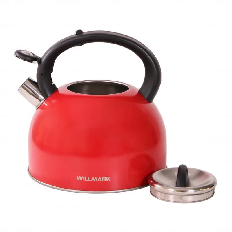 Чайник WILLMARK WTK-4810SS (4л, со свистком, с крышкой, нейлоновая ручка, техн. Easy spout open) (Матовый красный) — фото 3