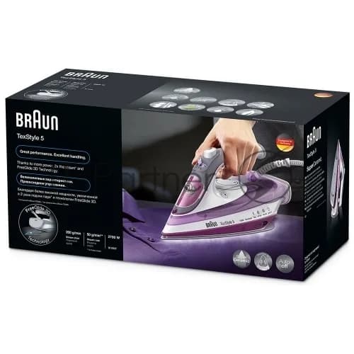 Braun Утюг Braun SI5037VI фиолетовый, 2700 Вт, 50 г/мин, 200 г/мин, 300 мл
