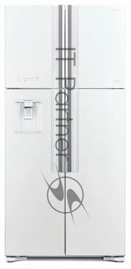 Hitachi Холодильник Hitachi R-W660PUC7 GPW белый двухкамерный 396/144л морозилка сверху, No Frost, Side by Side