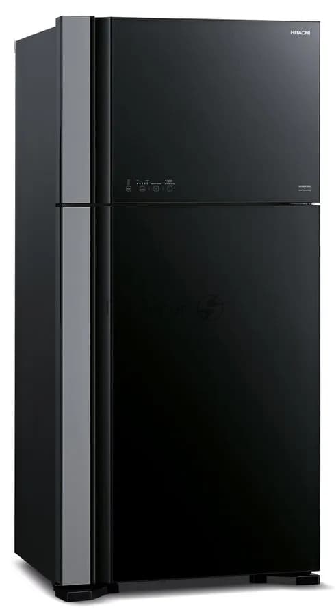 Hitachi Холодильник Hitachi R-VG660PUC7-1 GBK черный стекло двухкамерный 405/145л морозилка сверху No Frost