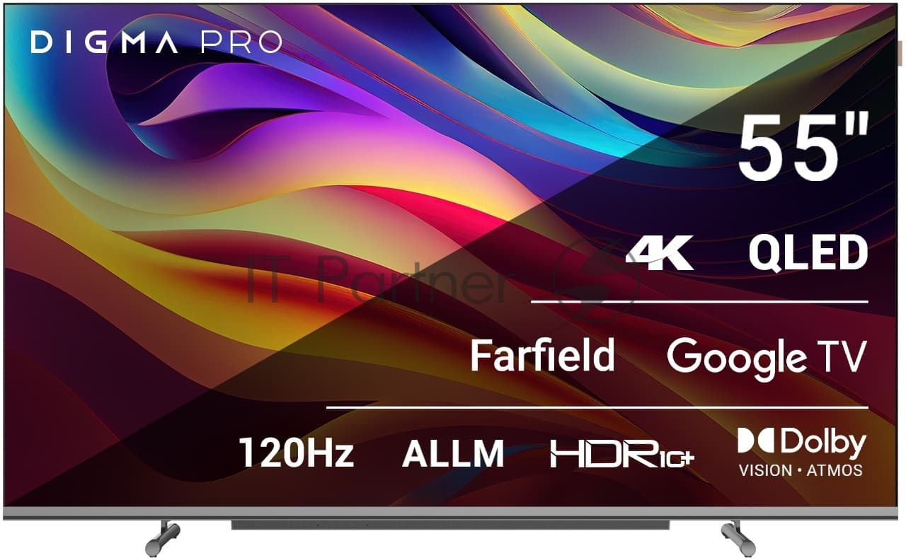 Digma Телевизор Digma 55" Pro 55L черный QLED UHD 120Hz GoogleTV