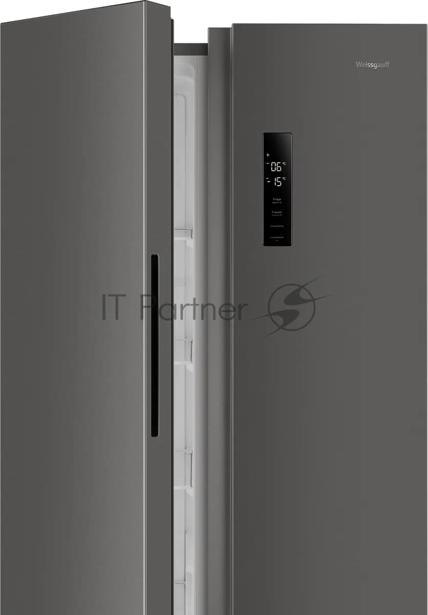 Weissgauff Холодильник Weissgauff WSBS 500 Inverter NoFrost Dark Grey двухкамерный 270/180л морозилка слева, No Frost, Side by Side