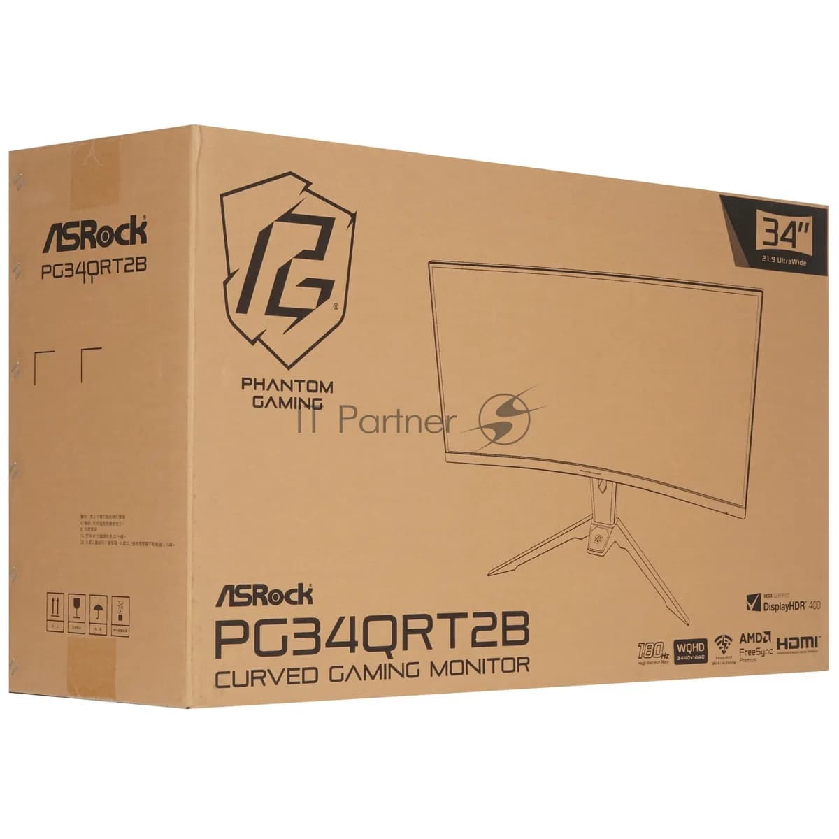 ASROCK ASRock Монитор 34" AsRock Phantom Gaming PG34QRT2B VA 3440x1440, 180 Гц