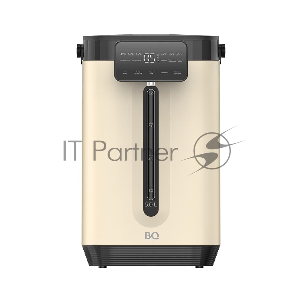 BQ Термопот BQ TP5003 Beige, мощность 1800 Вт, объем 5 л, сенсорный тип управления, 6 температурных режимов (45-95°C, с шагом 10°С), функция повторного кипячения, функция поддержания температуры, способы подачи воды - электрическая помпа, индикатор уровня воды, автоотключение при недостаточном количестве воды, блокировка подачи воды, блокировка кнопок, защита от перегрева, дисплей LED, съемная крышка, ручка для переноски, материал корпуса - металл, пластик, материал внутренней камеры - высококач