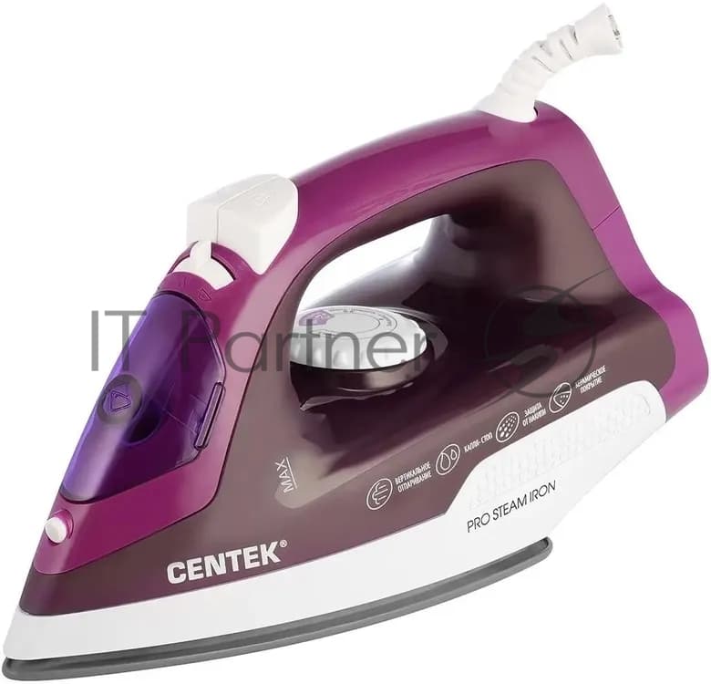 CENTEK Утюг Centek CT-2348 фиолетовый, 1600 Вт, 20 г/мин, 80 г/мин, 200 мл