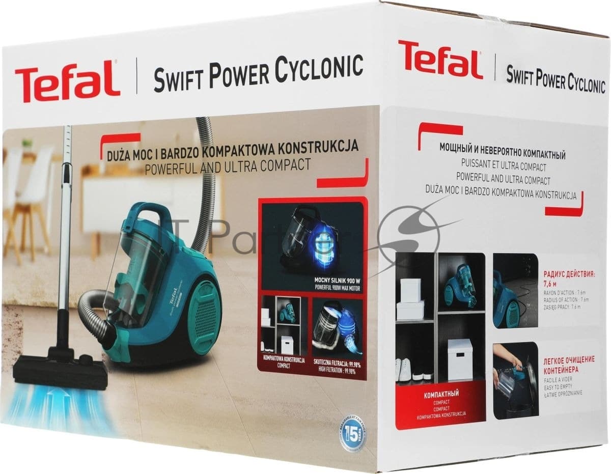 TEFAL Tefal Пылесос Tefal TW2922EA бирюзовый/черный, 750/2100Вт