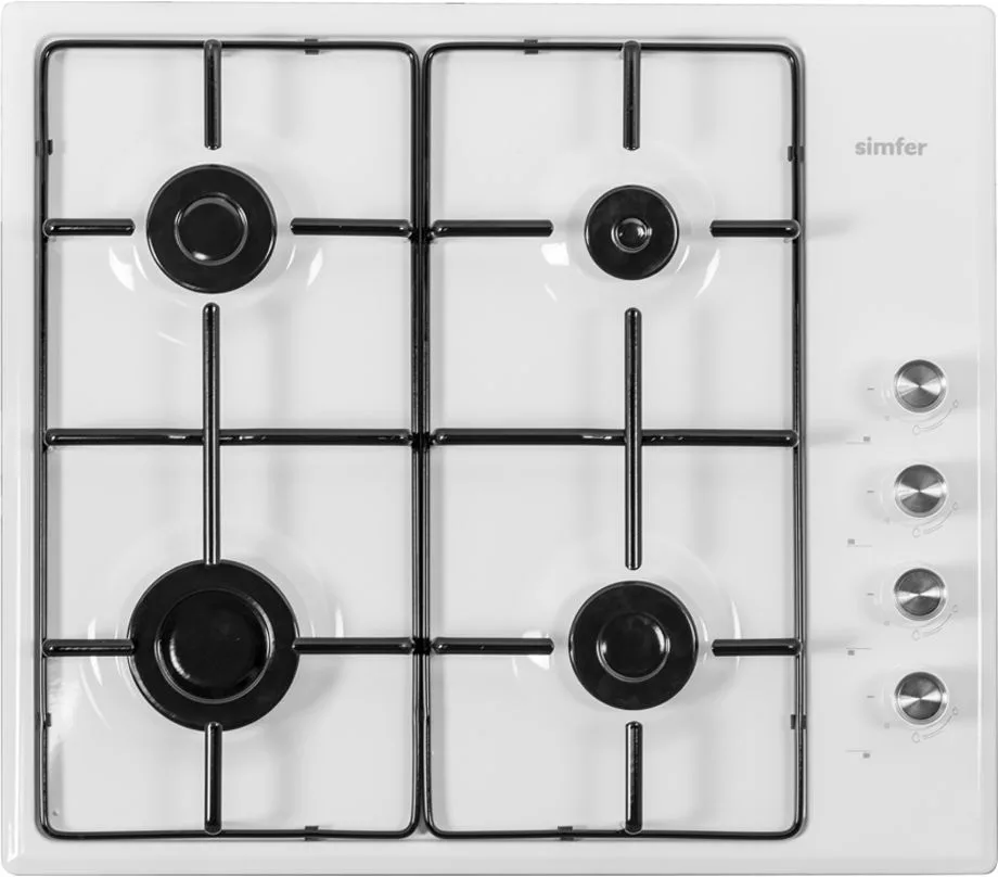 Газовая варочная панель Simfer H60Q40W400, эмаль, белый