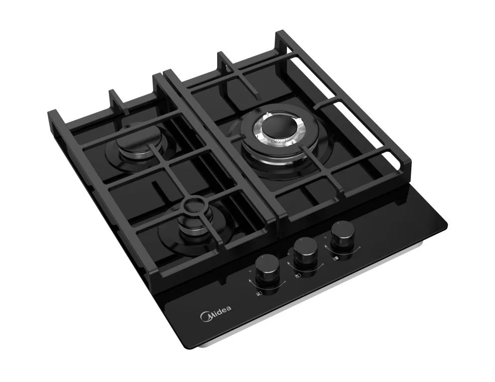 Газовая варочная панель Midea MG443TGB, закалённое стекло, чёрный