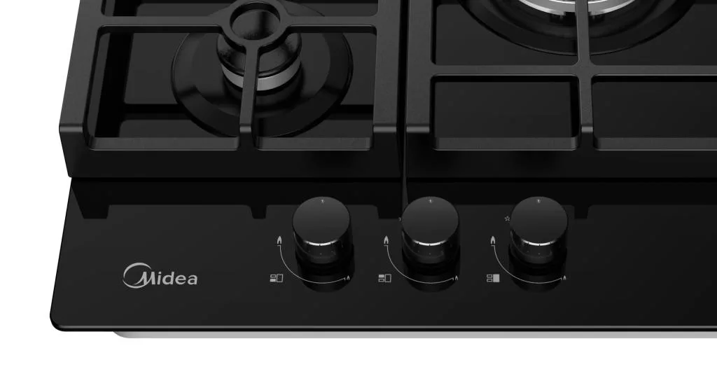 Газовая варочная панель Midea MG443TGB, закалённое стекло, чёрный — фото 4