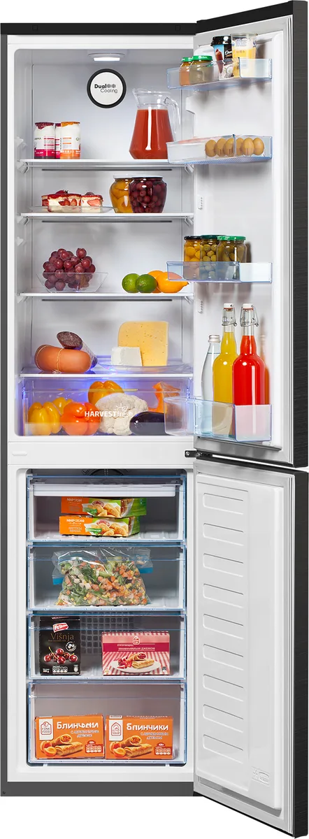 Холодильник Beko B3R0CNK332HXBR, двухкамерный, чёрный — фото 2