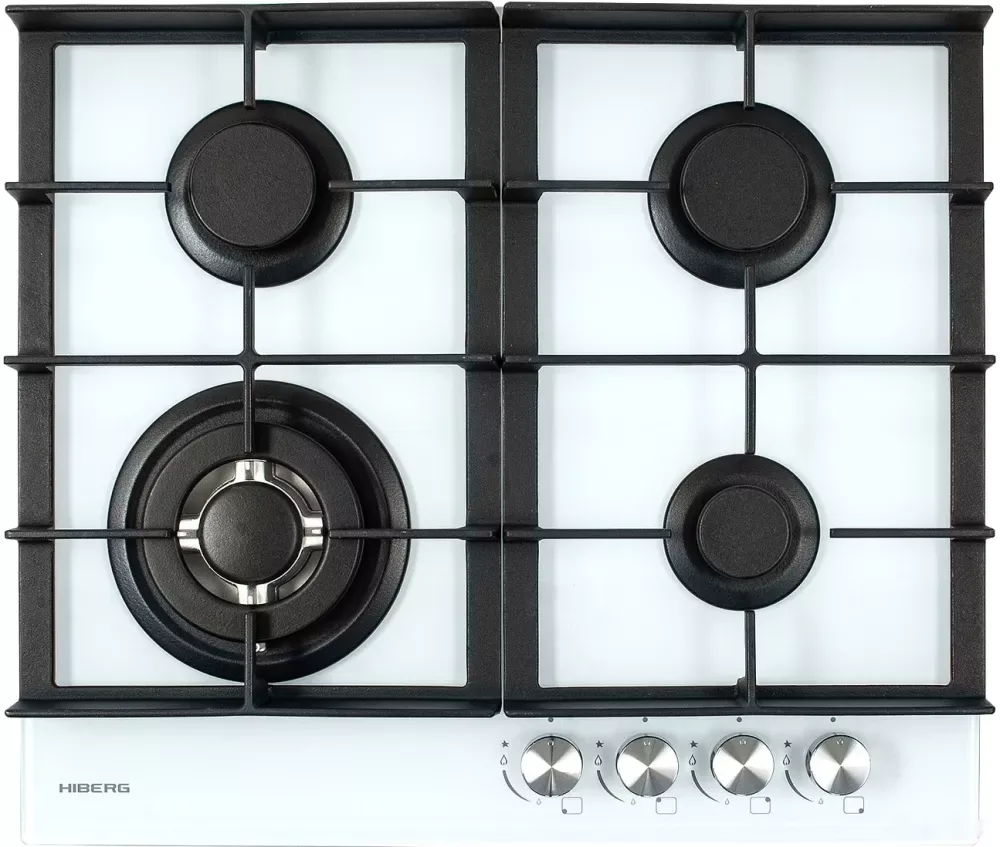 Газовая варочная панель Hiberg VM 6044 W, бежевый