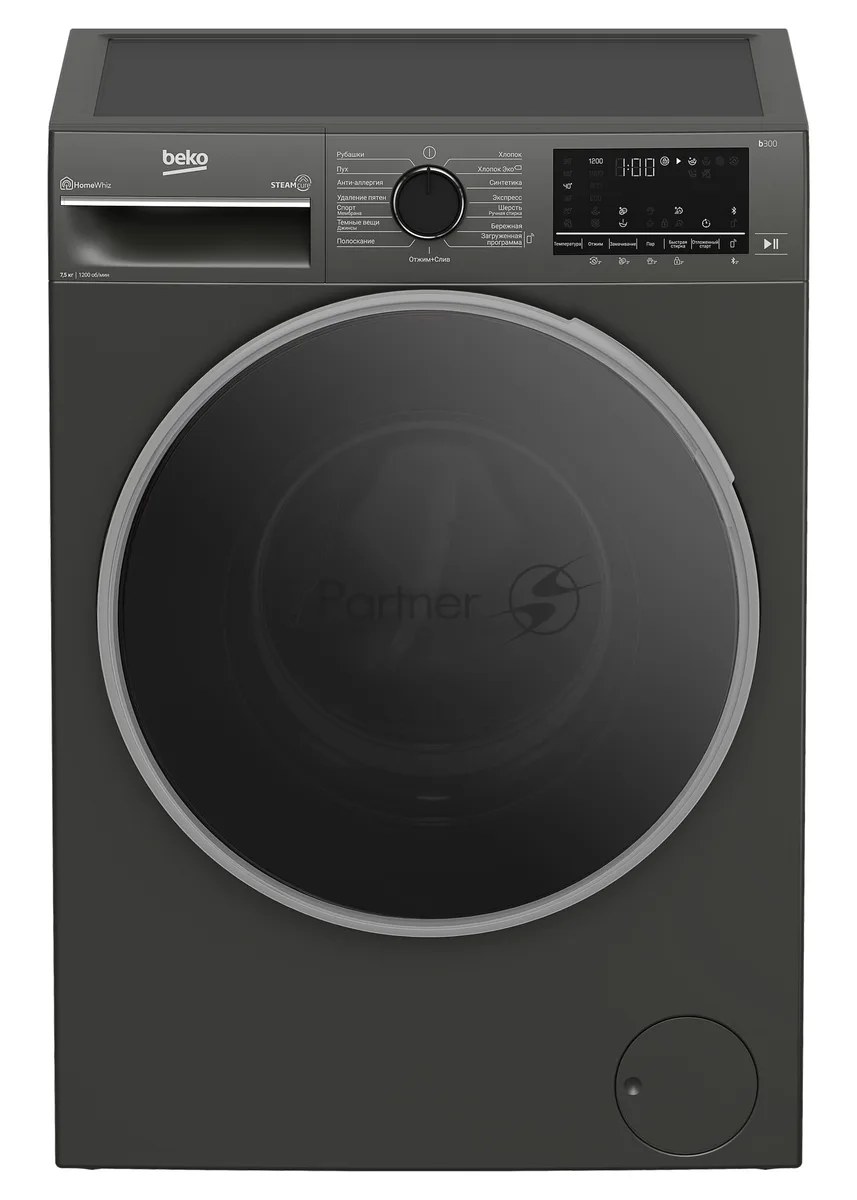 Стиральная машина Beko B3WFR57H2A, вертикальная загрузка, чёрный