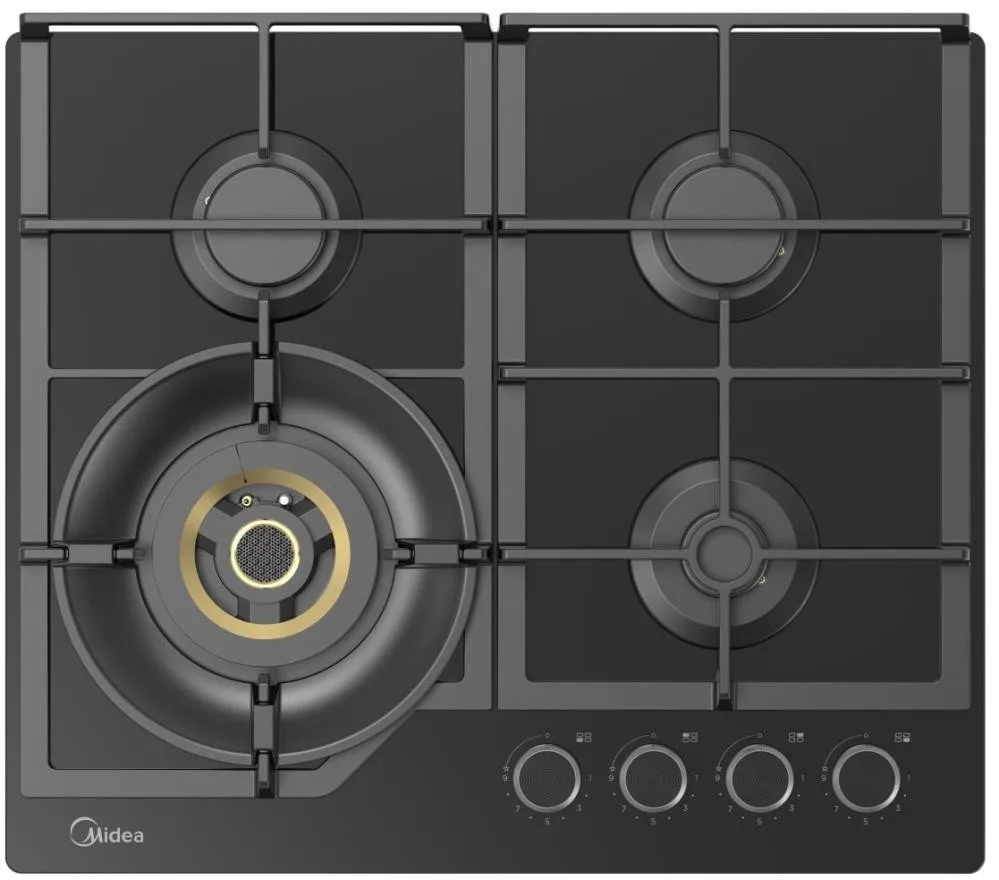 Газовая варочная панель Midea MG697VGB, закалённое стекло, чёрный — фото 2
